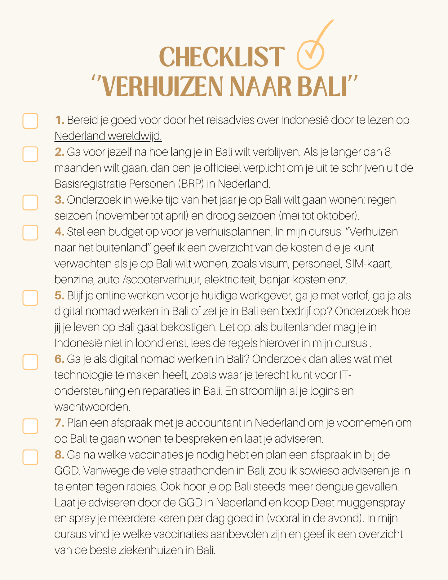 Checklist Verhuizen Naar Bali - 77 Voorbereidings Tips - Bali Inpaklijst