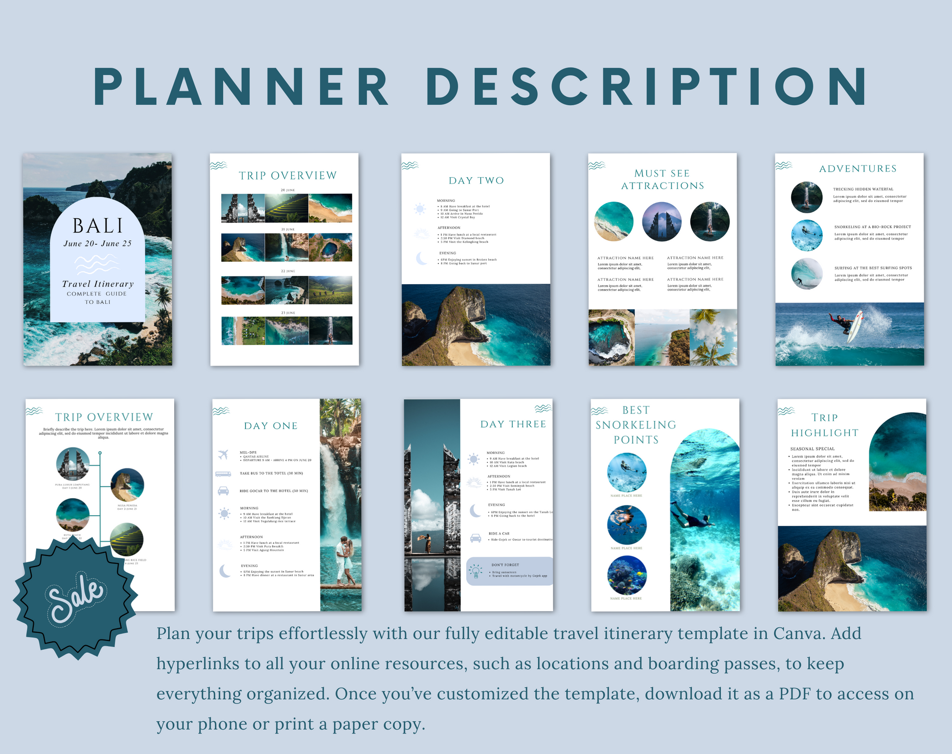 travel itinerary, travel guide, itinerary template, digital download, mobile itinerary, travel planner, holiday itinerary, vacation planner, canva template, travel organization, travel schedule, travel social media, travel agency