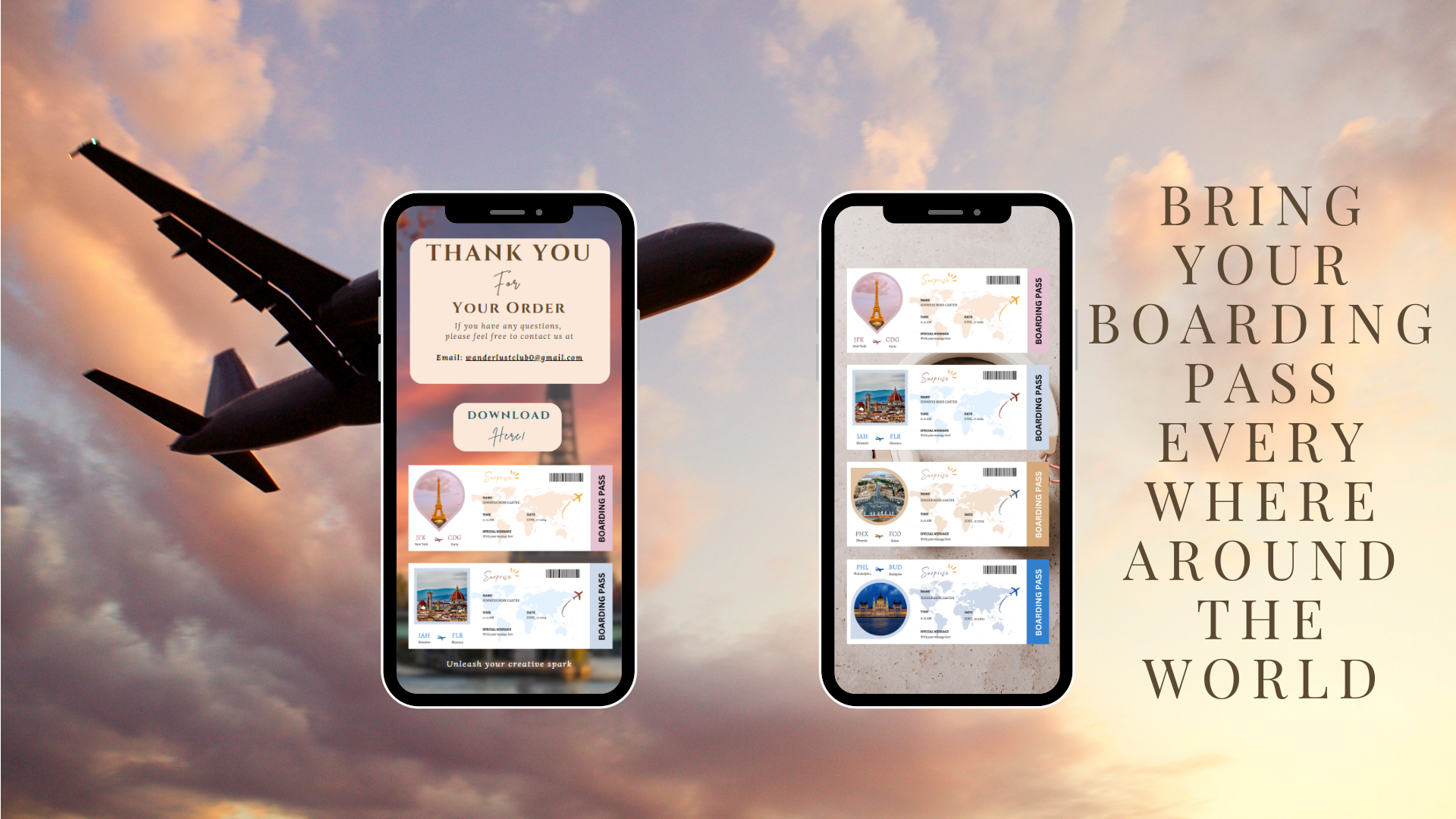 airline ticket, airline ticket canva, boarding pass, pass template, canva boarding pass, canva template, custom boarding pass, editable template, gift idea, plane ticket, surprise ticket, template, travel ticket print