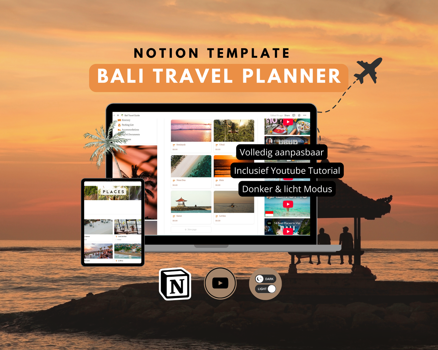 Editable Bali Travel Planner - Notion